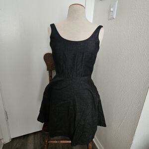 GAP Sleeveless A-line Assymetrical Dress Women Black Linen Cotton 2 EUC